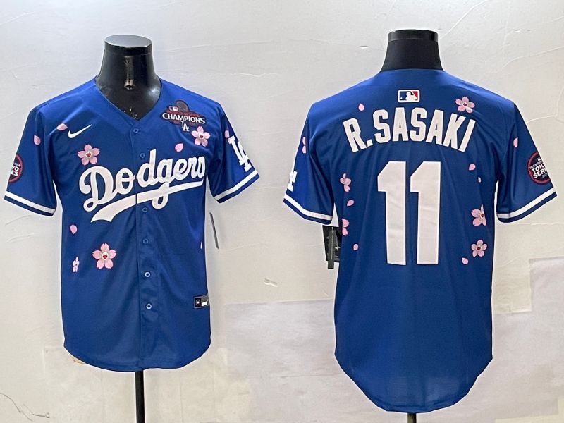 Men Los Angeles Dodgers 11 R.Sasaki Blue Sakura Edition 2025 Nike MLB Jersey style 7